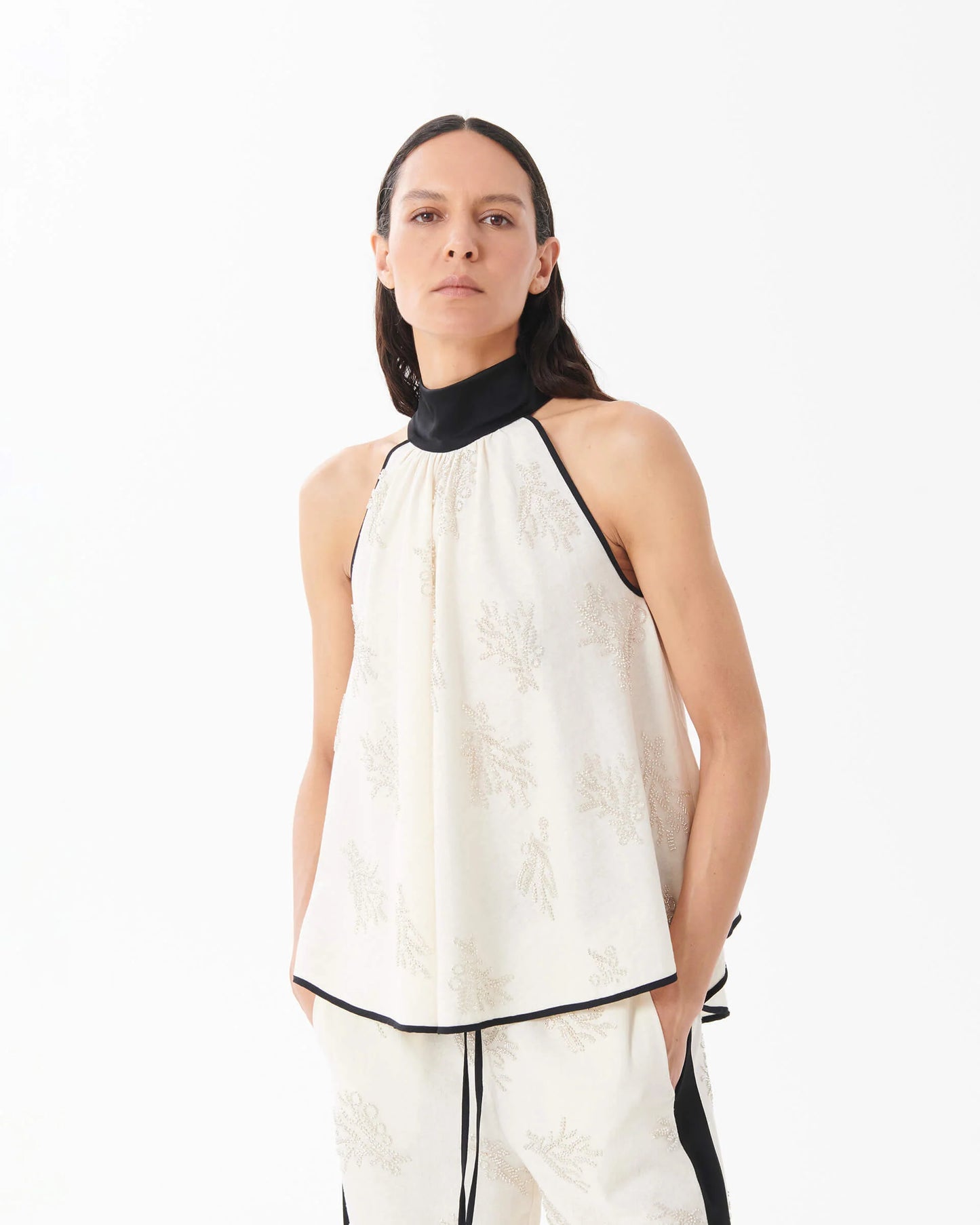 Embroidered Linen Top