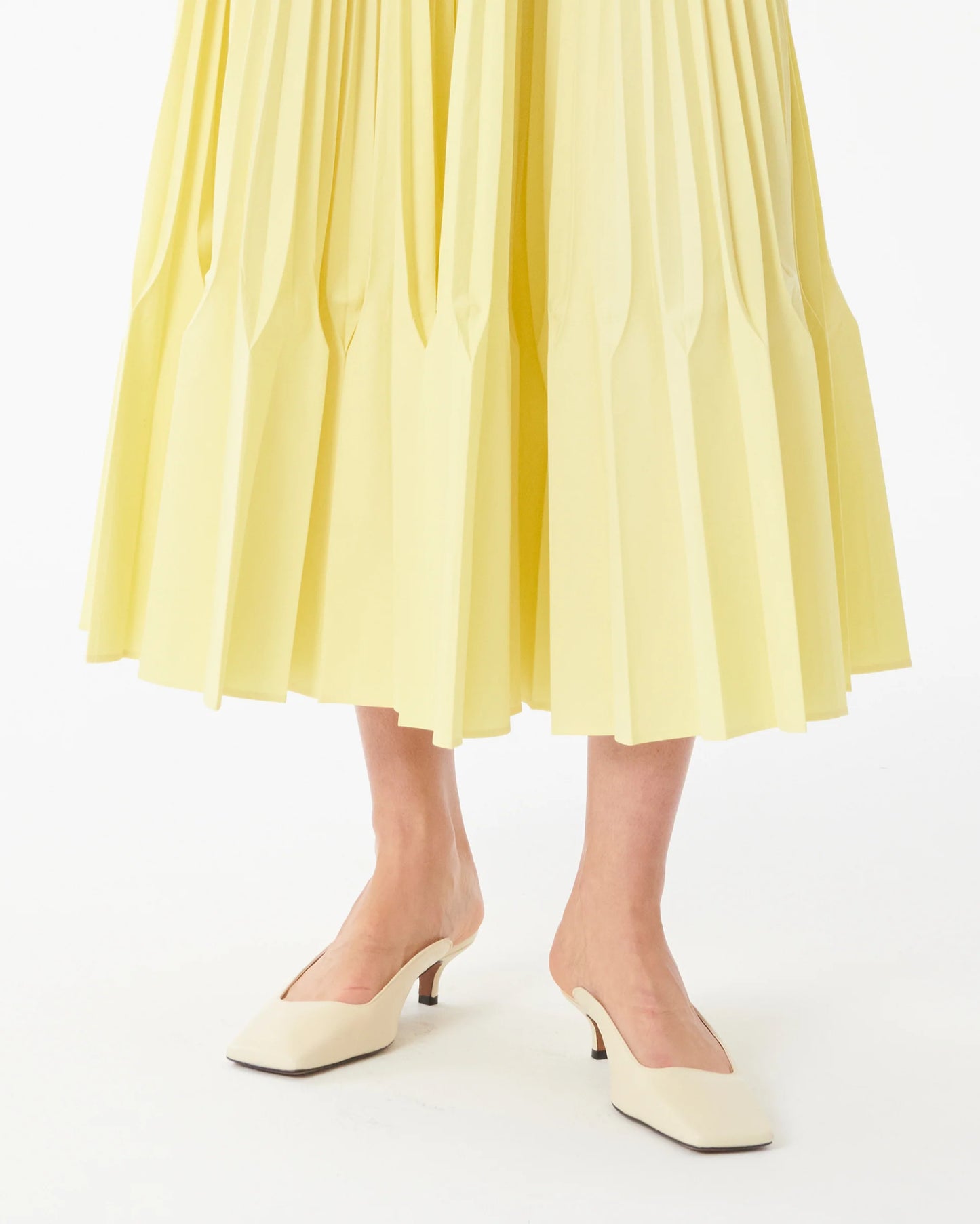 Midi Skirt w/ Curved Pleats
