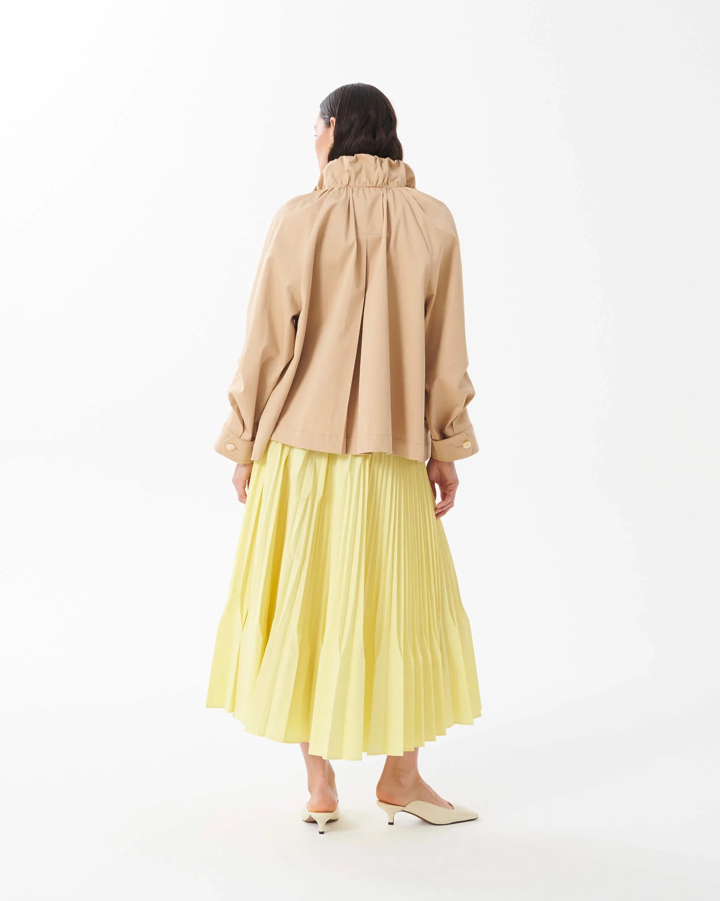 Midi Skirt w/ Curved Pleats