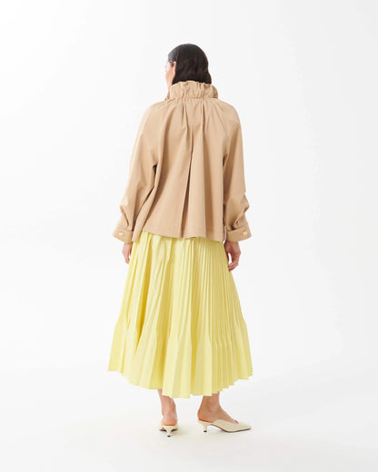 Midi Skirt w/ Curved Pleats