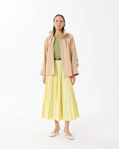 Midi Skirt w/ Curved Pleats