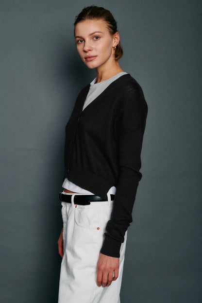 Cotton Cashmere Cropped Cardigan by Organic John Patrick